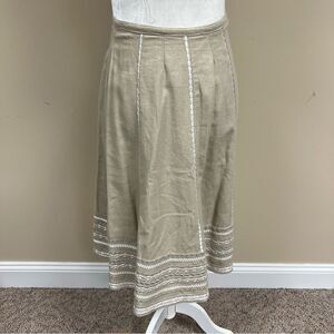 B Moss Elegant Tan ankle length linen skirt Size 2
